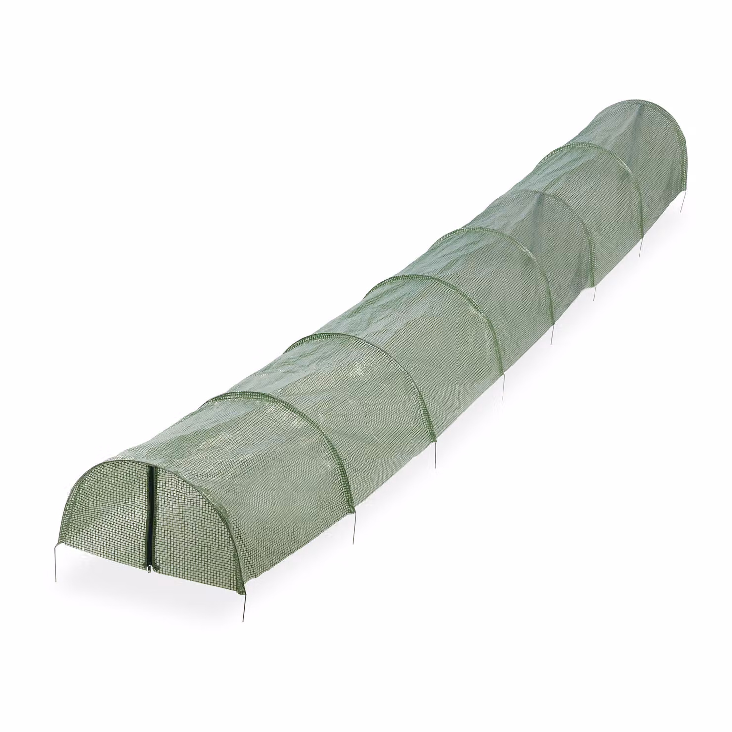 Tunnel di plastica Relaxdays, lunghezza 5 m, telo in PE con chiusura a zip, 8 archi, serra da semina, coltivazione, tunnel per piante, verde
