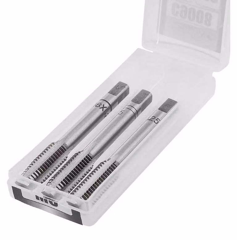 Set di maschi filettati M14 x 2,0 in acciaio HSS-G al silicio-cromo, composto da 3 pezzi, per fori ciechi