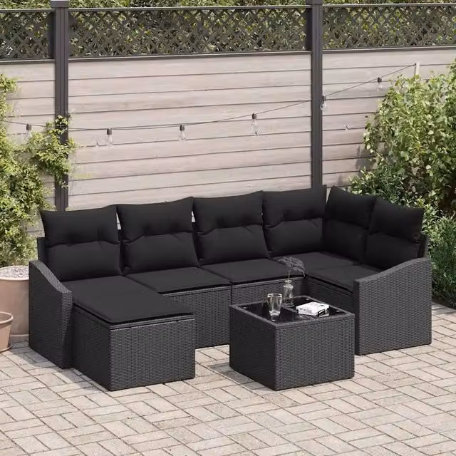 Set da Pranzo per Giardino 7 pz Nero 3355472