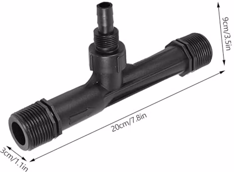 Iniettore Venturi per irrigazione, irrigazione, Venturi, tubo per fertilizzante, miscelatore per iniettore, strumento agricolo, plastica, nero