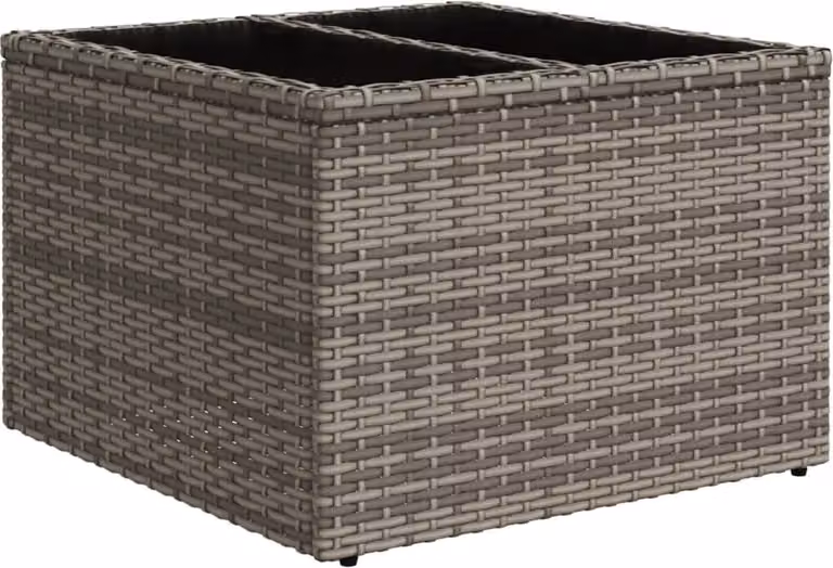 Tavolo da Giardino Piano in Vetro Grigio 55x55x37 cm Polyrattan