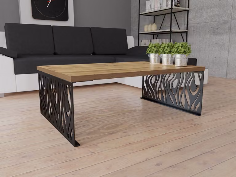 Tavolino da soggiorno DORLIP 2 - nero opaco / imitazione rovere