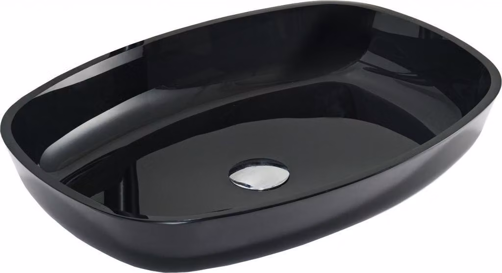 Mexen Araks lavabo in vetro da appoggio 54 x 39 cm, nero - 24155470