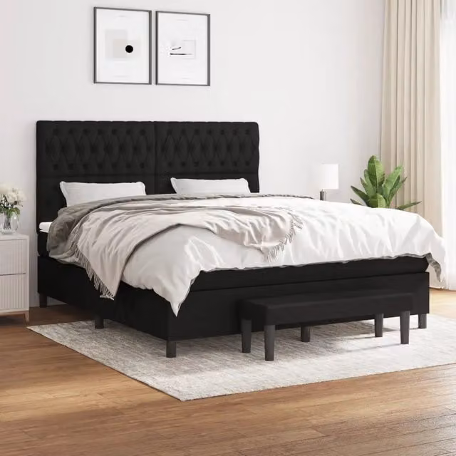Letto Ibrido con Giroletto a Molle e Materasso vidaXL, Colore Nero e Bianco, L/P/H: 180 x 200 x 128 cm