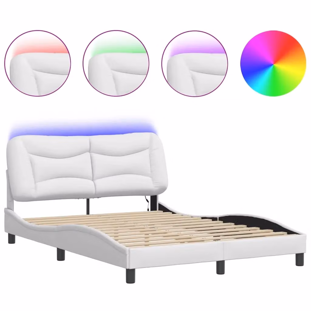 Letto con LED e porta USB vidaXL Hvar Bianco L/P/H: 120 x 200 cm – 2
