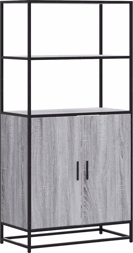 Credenza Grigio Sonoma 68x35x139 cm Legno Multistrato Metallo