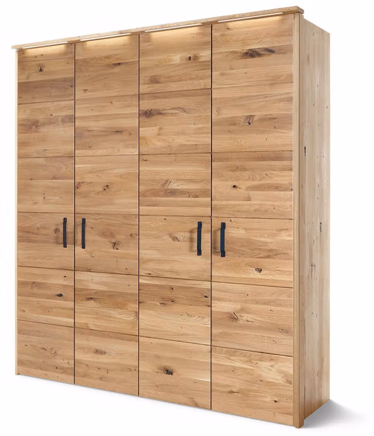 MASSIVMOEBEL24 | Armadio in legno di Quercia selvatica 195x60x219 Oliato naturale HALMSTAD #101