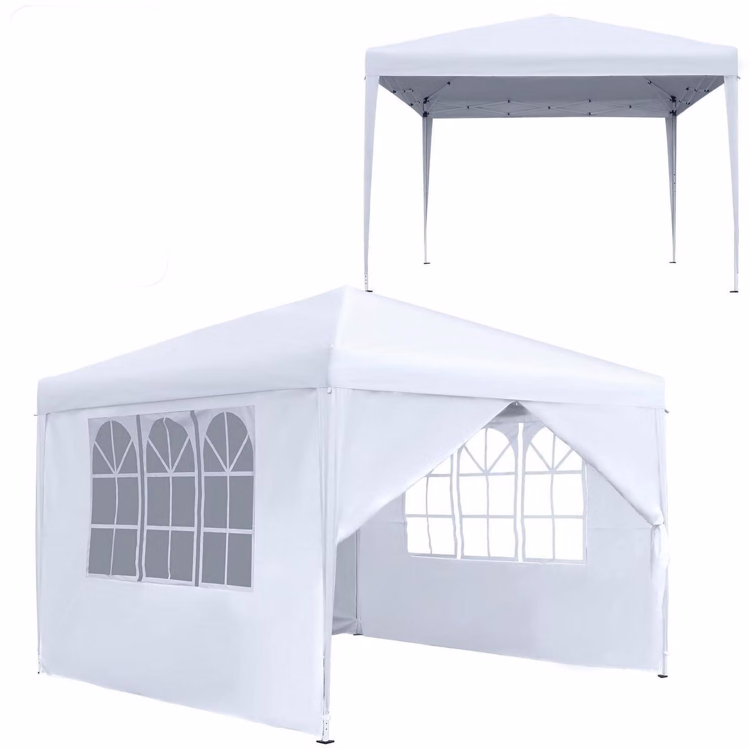 Tenda da esterno 2,5x2,5 metri, impermeabile, con 4 pannelli laterali, protezione UV, colore bianco