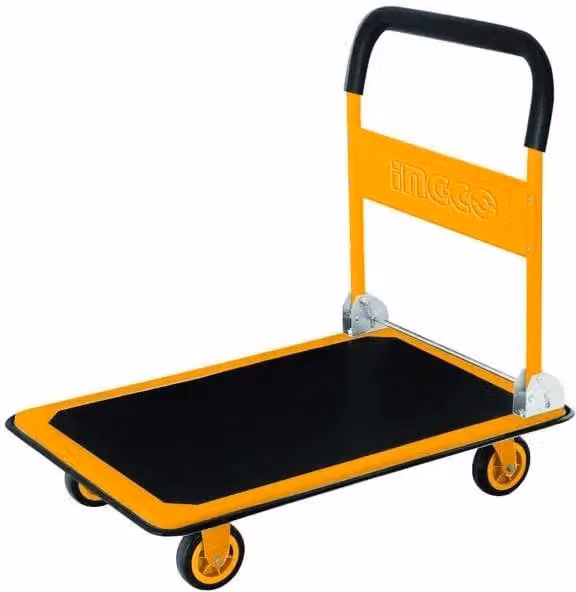 Carrello pieghevole con manico e 4 ruote Ingco in acciaio, colore giallo, portata 300 kg