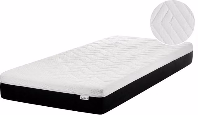 Materasso in schiuma gel BELIANI con rivestimento sfoderabile bianco e nero L 90 cm x P 200 cm x H 25 cm