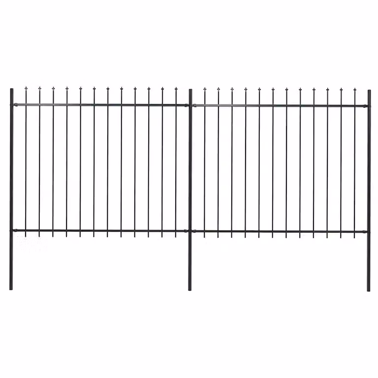 Recinzione da giardino vidaXL con punta a lancia in acciaio nero, L: 337 cm, H: 150 cm