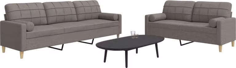 Maison Exclusive - Set divano a 2 posti con cuscini decorativi in tessuto color taupe