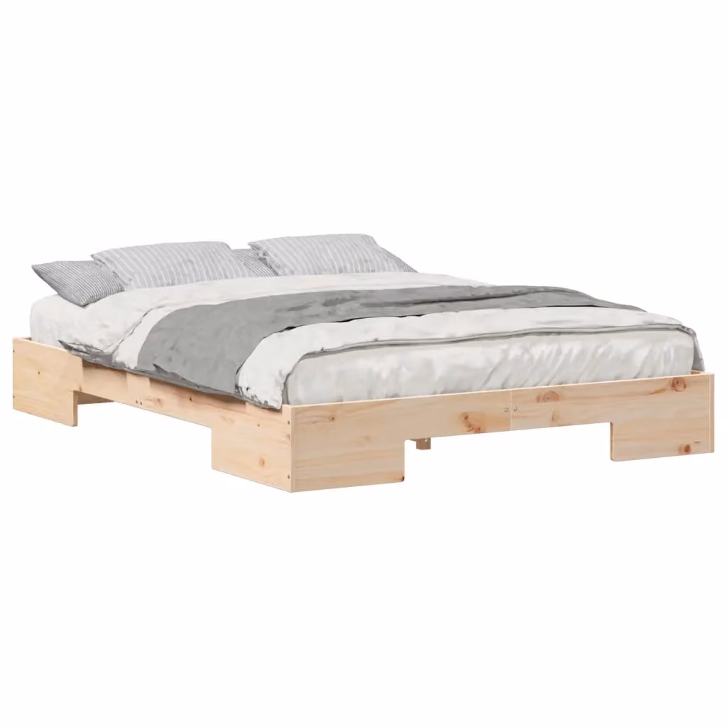 Struttura del letto moderna in legno di pino vidaXL, Marrone, L: 150 cm, P: 200 cm, H: 300 cm – 2