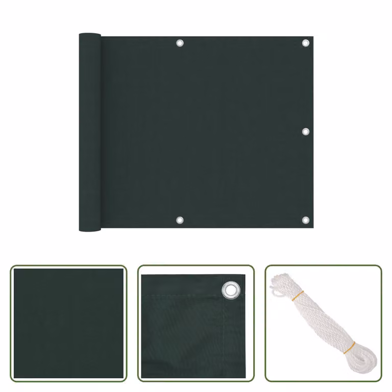 The Living Store Schermo privacy per balcone verde scuro 75x600 cm Tessuto Oxford