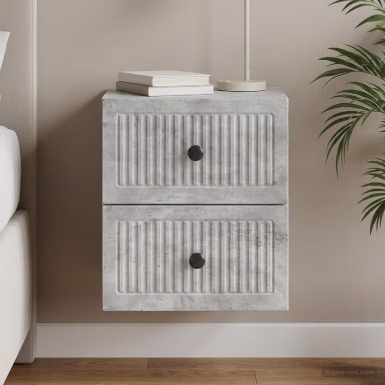vidaXL Mobiletto da notte sospeso Grigio Cemento L 33 cm, P 34,5 cm, H 40 cm