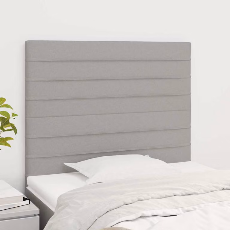 Testiera per letto imbottita vidaXL in tessuto grigio chiaro, L: 90 cm, P: 5 cm, H: 118-128 cm