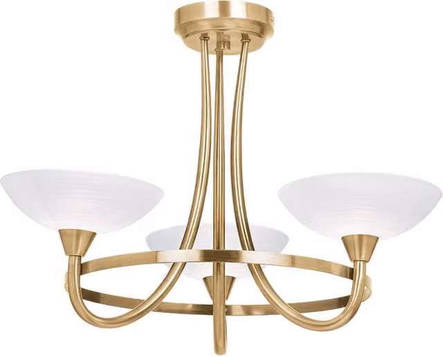 Plafoniera moderna 3 luci ottone anticato vetro G9 Endon