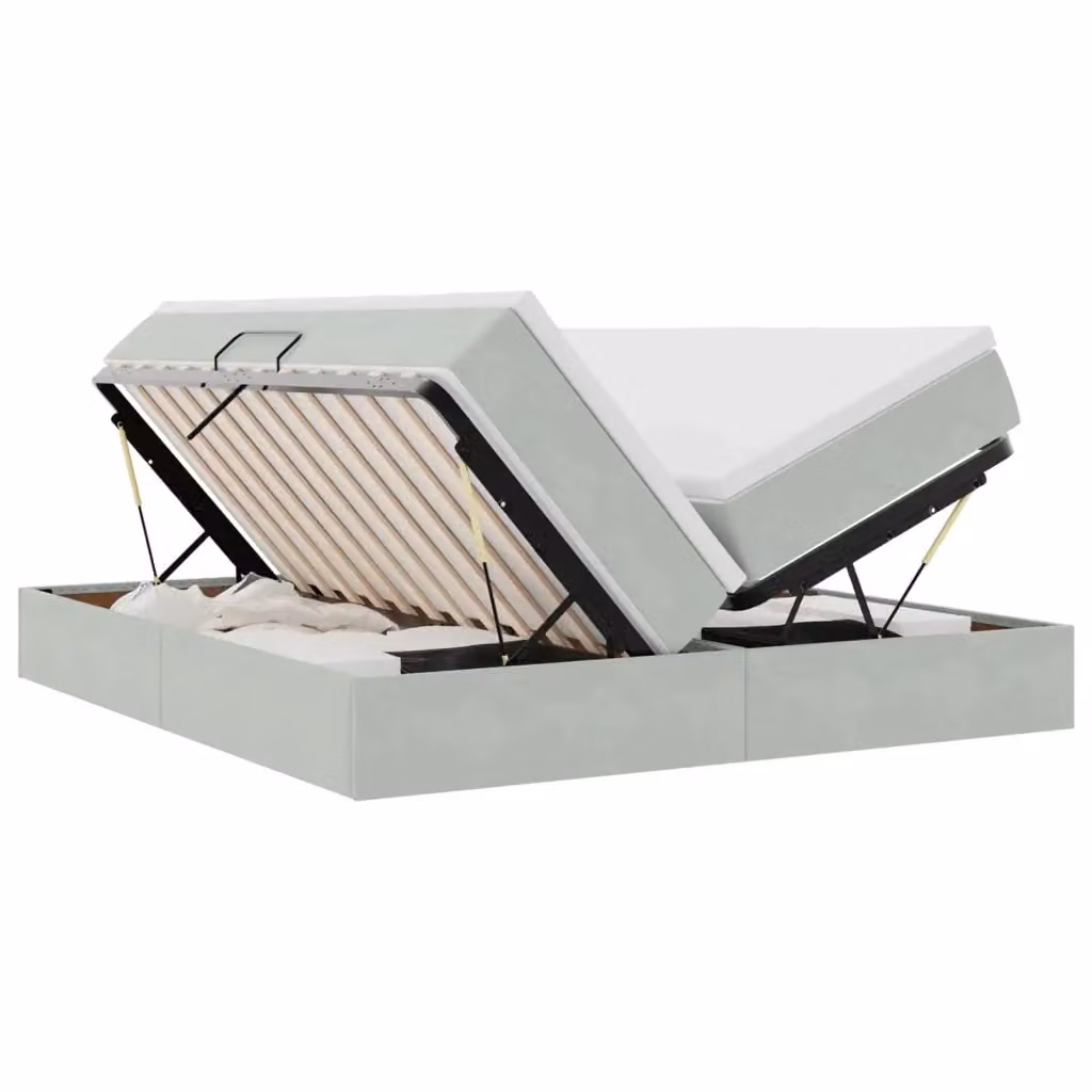 Letto con contenitore e materasso vidaXL in tessuto grigio L 200 cm x P 200 cm x H 280 cm – 2