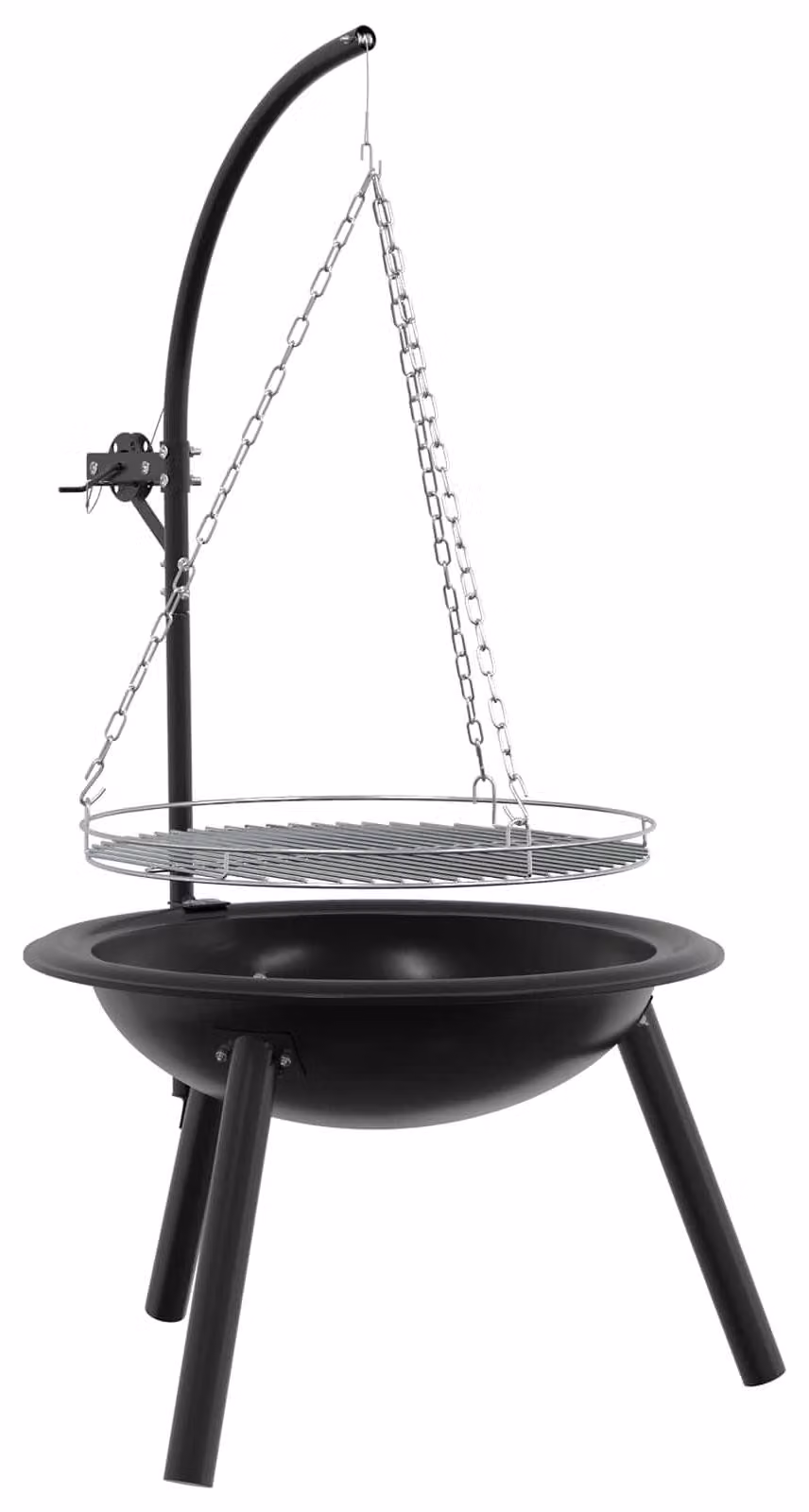 Focolare con griglia regolabile, dimensioni ⌀55,5 x 107,5 cm