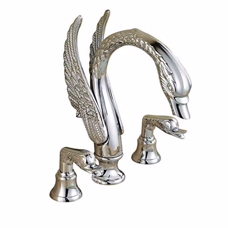 Rubinetto per lavabo KRAN swan retro GOLD ERNA argento cromo