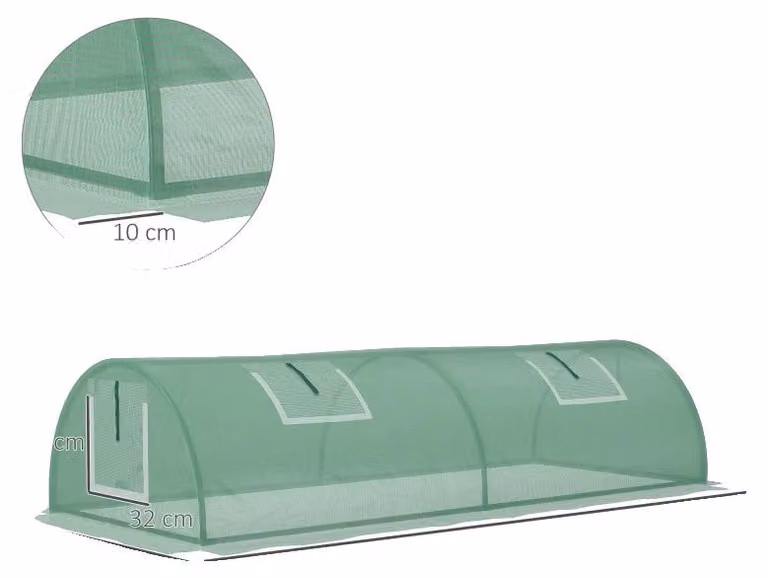 Serra, telo in PE resistente ai raggi UV, 200 cm x 80 cm x 45 cm, finestra in rete avvolgibile, tetto bombato, rivestimento rinforzato