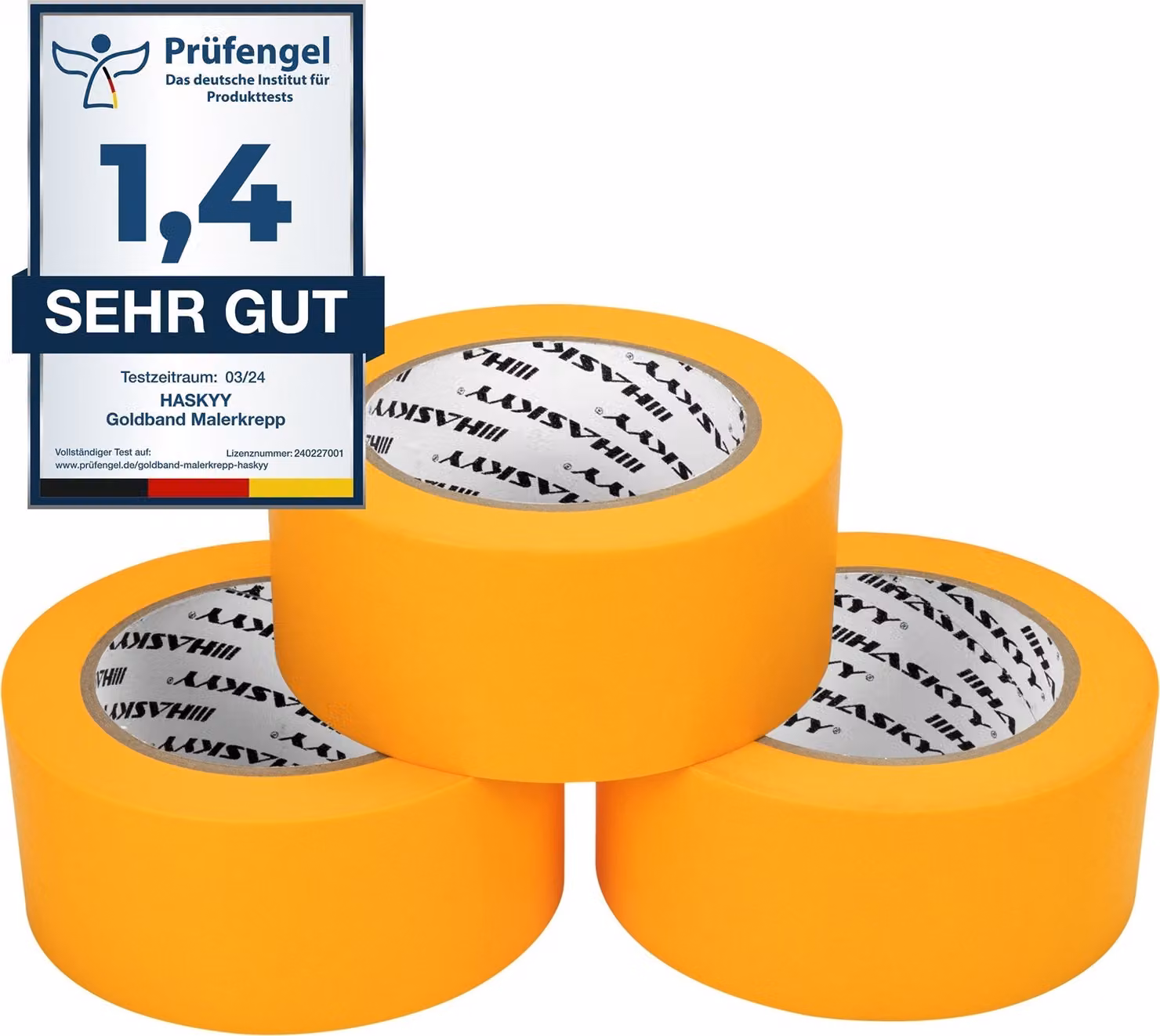 Nastro adesivo per imbianchini Goldband, nastro di carta crepe, 3 rotoli da 50 mm x 50 m, nastro adesivo professionale per mascheratura
