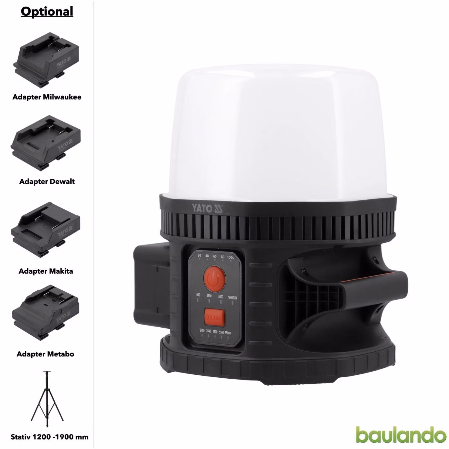 Lampada da lavoro a batteria, faretto LED da cantiere 18V, 10000 lumen, 360°, (senza batteria)