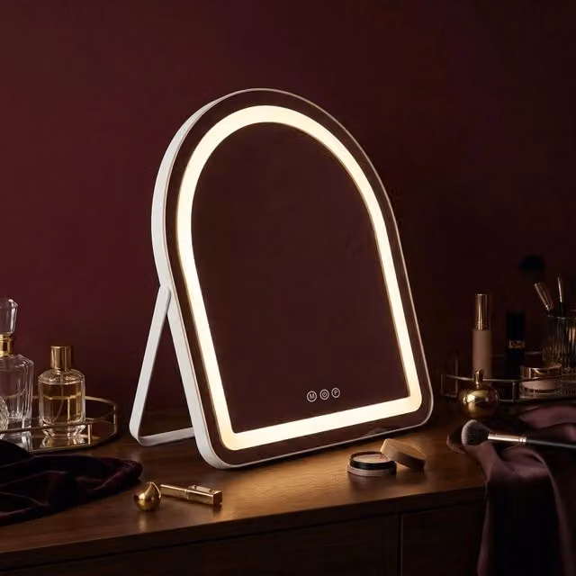 Specchio da tavolo Rea Glam White con luce LED dimmerabile e touch switch, L 40 cm x H 45 cm – 1