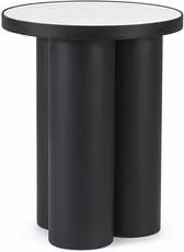 Tavolino Bizzotto RONDEL moderno con piano rotondo in MDF laminato nero e bianco