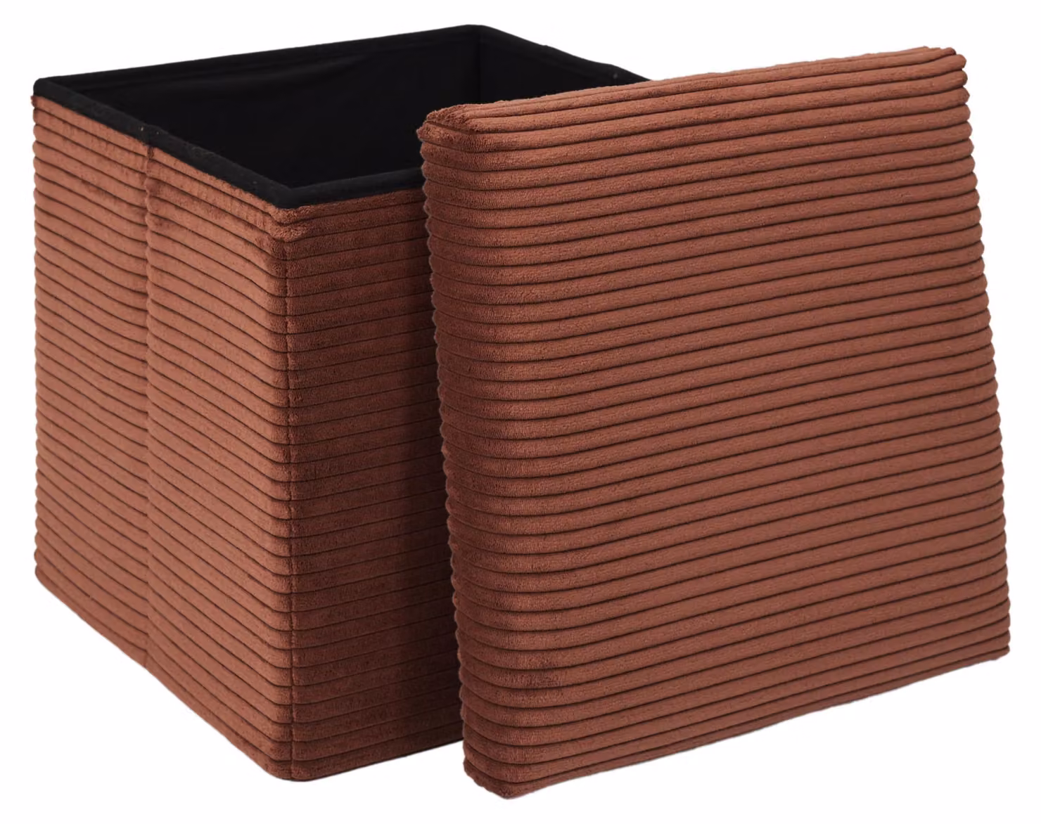 Panca pieghevole con spazio contenitore, dimensioni 38x38x38 cm, color terracotta