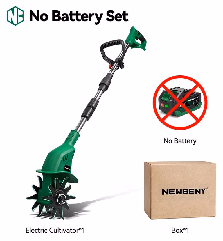 Fresatrice elettrica per giardino – Coltivatore e zappatrice senza fili – 1600 W – 800 giri/min – Compatibile con batteria da 21 V – Senza batteria
