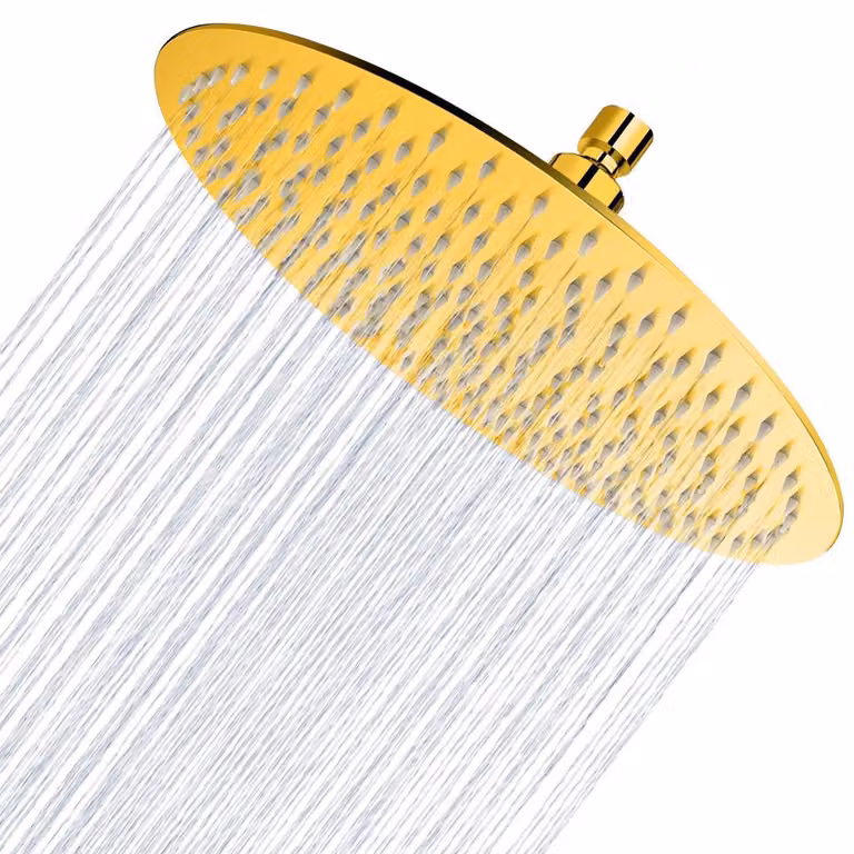 Doccia a soffione Regendusche, diametro 30 cm, acciaio inossidabile con ugelli anticalcare, finitura dorata, forma rotonda