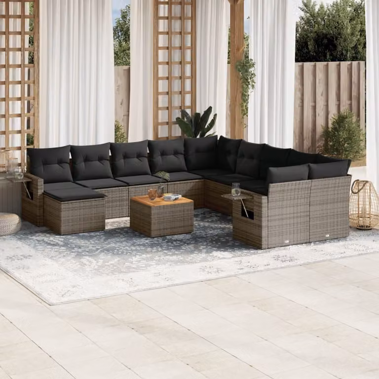 Maison Exclusive - Set Divani da Giardino 12 pz con Cuscini Grigio in Polyrattan