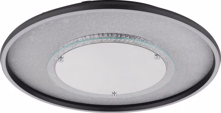 Plafoniera LED, alluminio, nero, vetro effetto 3D, P 51,5 cm