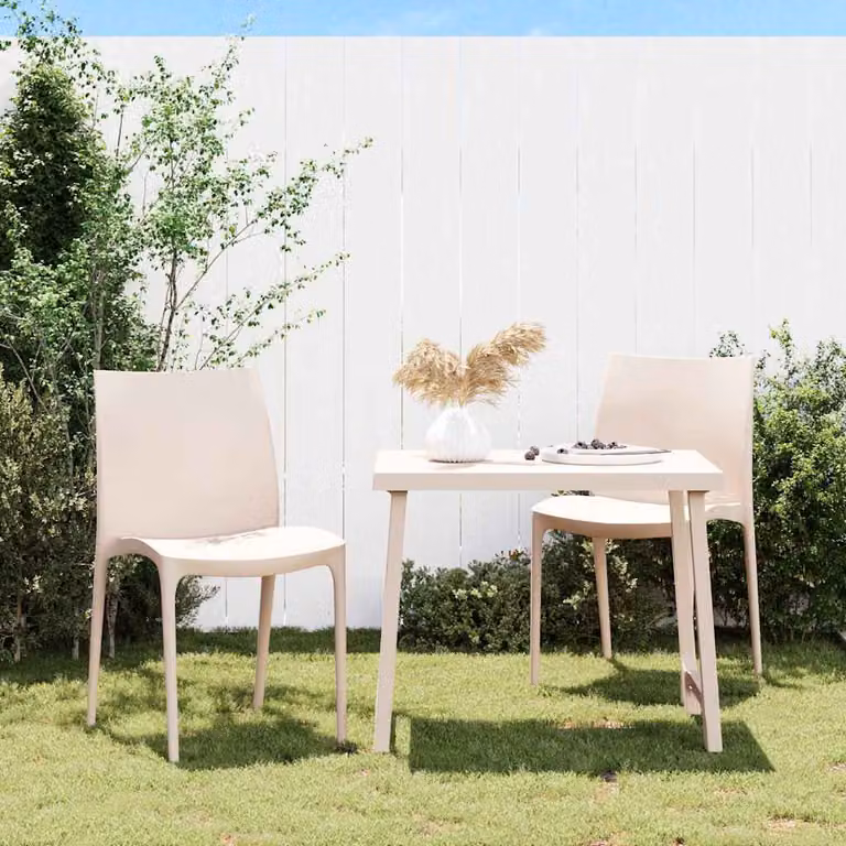 Set di 2 sedie da giardino vidaXL impilabili in polipropilene beige L 50 cm x P 46 cm x H 80 cm