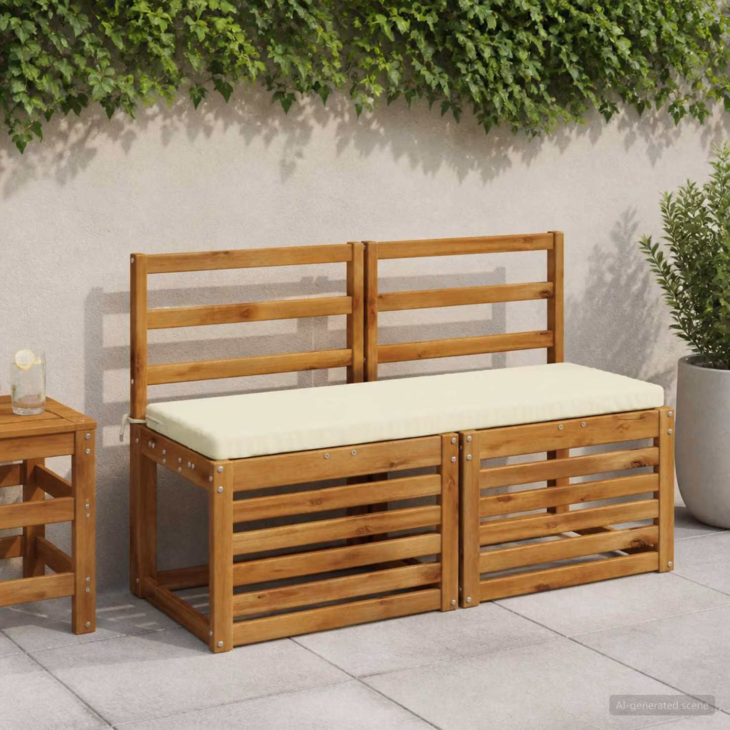 Cuscino per panchina vidaXL SOEST rettangolare in poliestere beige con rivestimento rimovibile e resistenza ai raggi UV