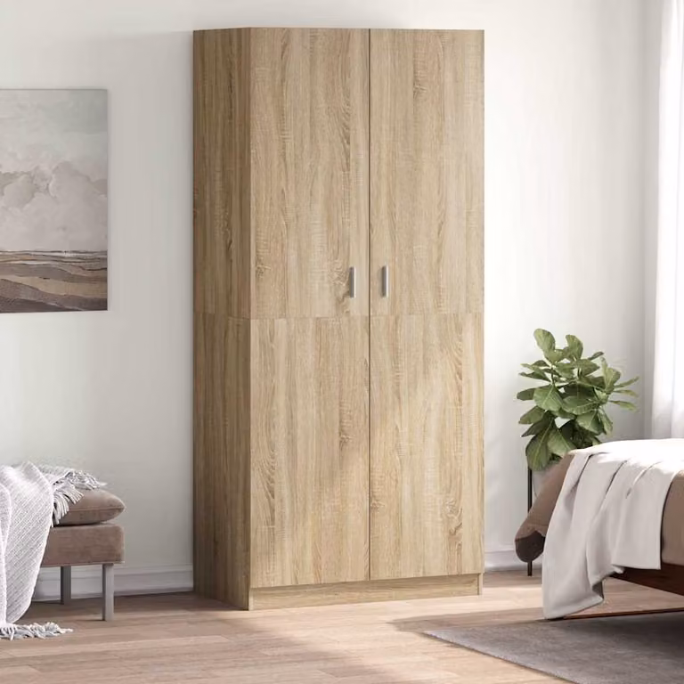 Armadio moderno vidaXL in legno color rovere con ante a battente, L: 90 cm, P: 52 cm, H: 200 cm