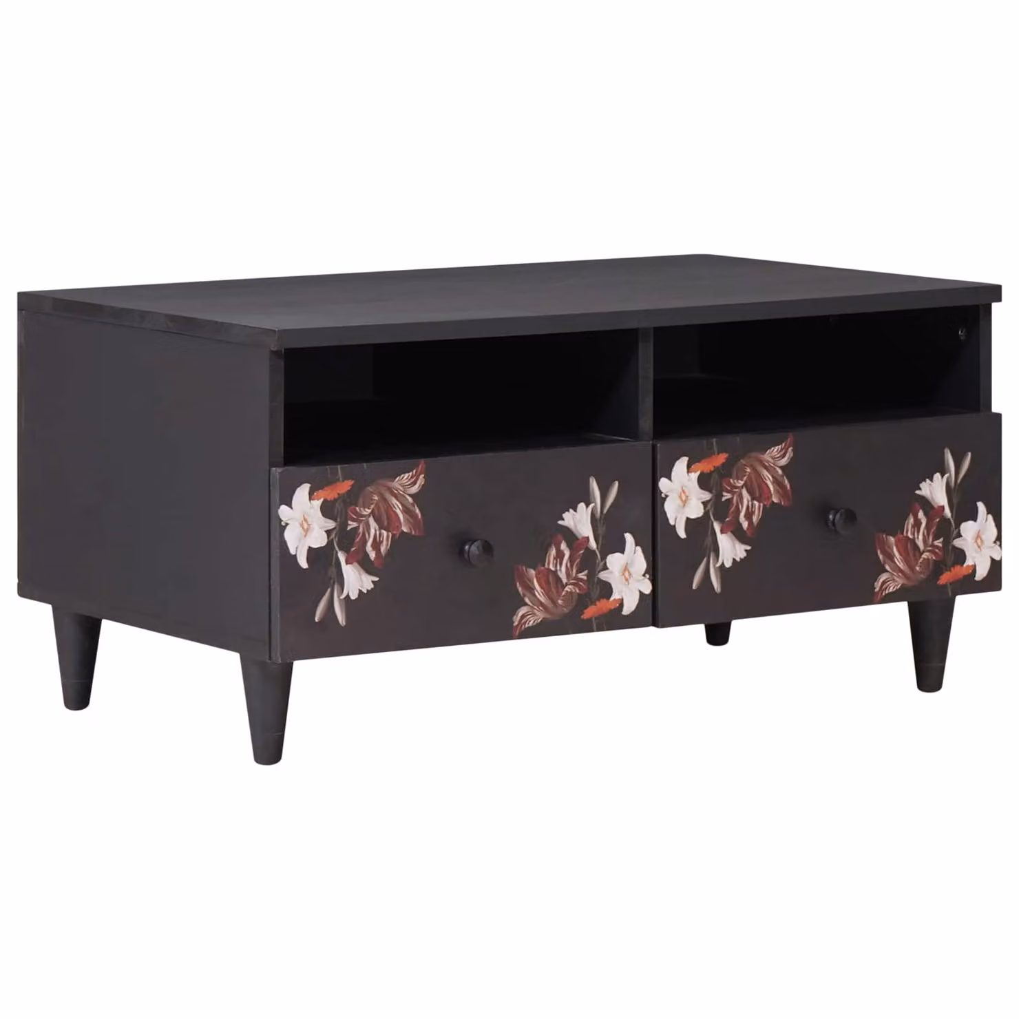 vidaXL Tavolino da salotto moderno in legno di mango e metallo, Multicolore, L: 80 cm, P: 54 cm, H: 40 cm