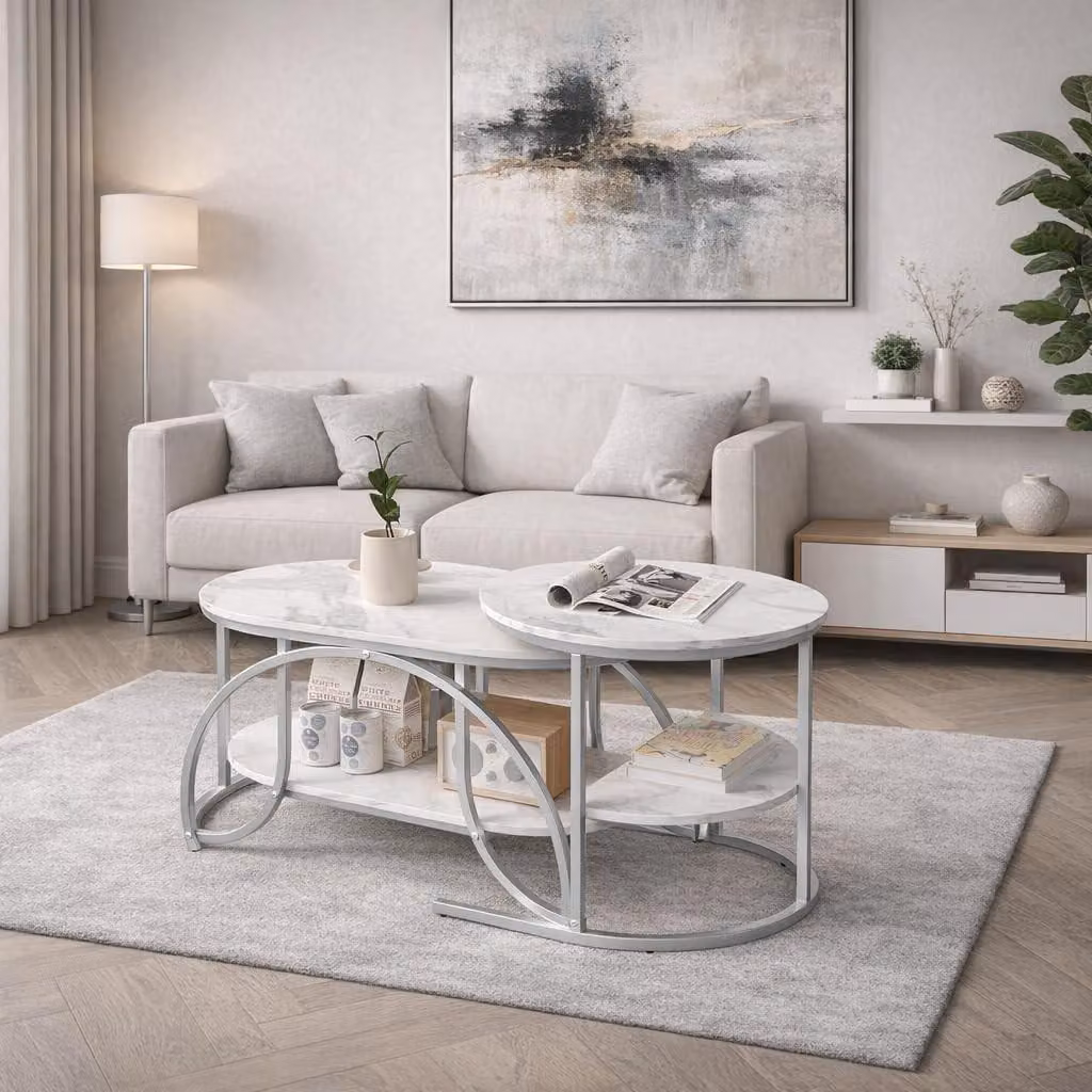 Set di 2 tavolini moderni con spazio contenitore