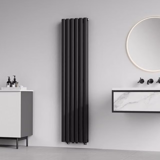 Termosifone a pannello doppio con elementi tubolari neu.haus, colore nero, H: 160 cm, P: 36 cm