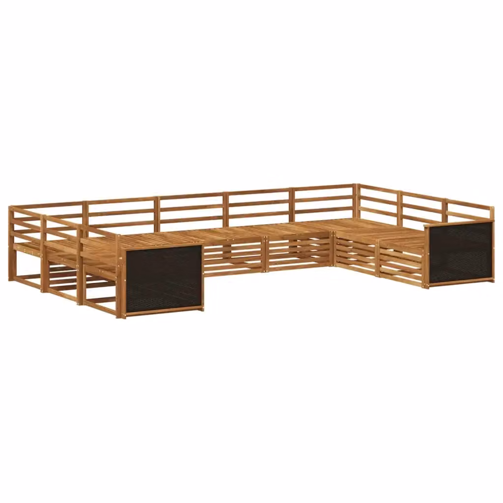 Set di divani da esterno a L vidaXL in legno di acacia massello marrone con cuscini inclusi – 2