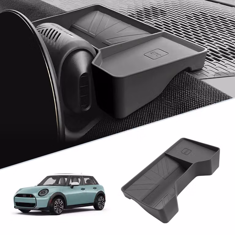 Contenitore portaoggetti per la console centrale, compatibile con Mini Cooper F65 F66 Works benzina, modelli dal 2024 al 2027, organizer per lo spazio dietro lo schermo touch, colore nero