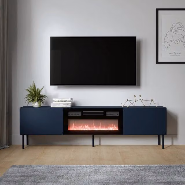 Vermezzo, Mobile Porta tv un Ripiano, 200x42x57h cm blu