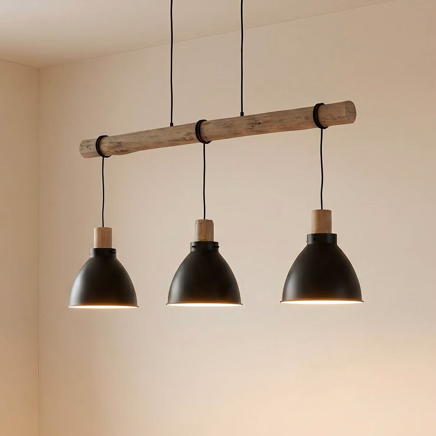 Lampada a sospensione Trebale Lindby, dimmerabile, Nero, Soggiorno / Sala da pranzo, Metallo, Scandinavo, Lampada a sospensione
