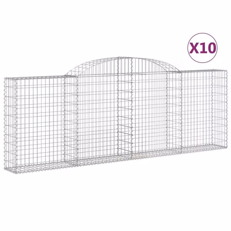 Cesti Gabbioni ad Arco 10 pz 300x30x100/120 cm Ferro Zincato
