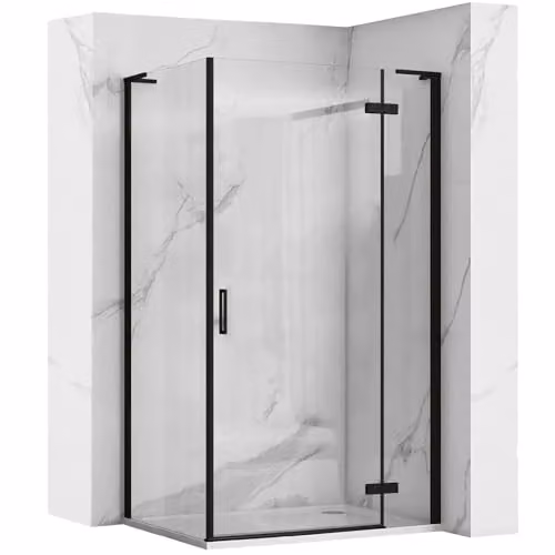 Rea Box doccia Hugo Black 100x80 Cabina Doccia senza piatto doccia Vetro di sicurezza temperato Transparentne 6mm (Nero opaco)