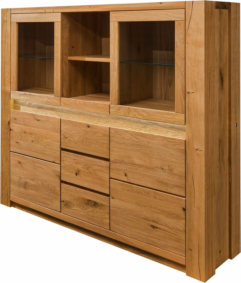 MASSIVMOEBEL24 | Credenza in legno di quercia selvatica 163x40x142 oliato marrone KENT #305