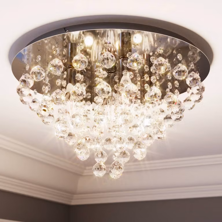 Plafoniera soffitto Annica Lindby, dimmerabile, Chiaro / Trasparente, Soggiorno / Sala da pranzo, Metallo, Moderno, Plafoniera