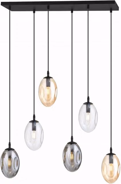 Lampadario Emibig Astral 6xE14 vetro multicolore nero