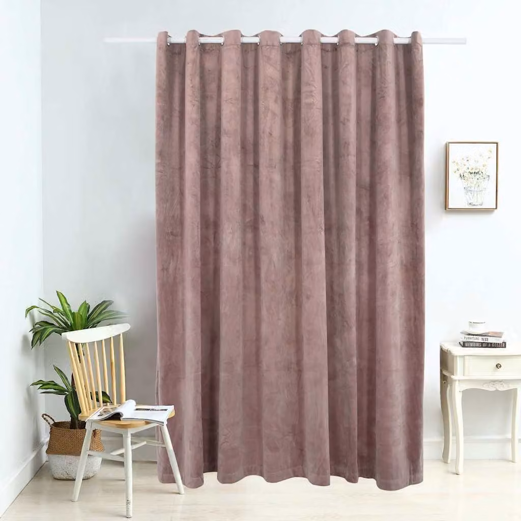 Tenda Oscurante in Velluto vidaXL con Anelli in Metallo, Rosa, L: 290 cm, H: 245 cm